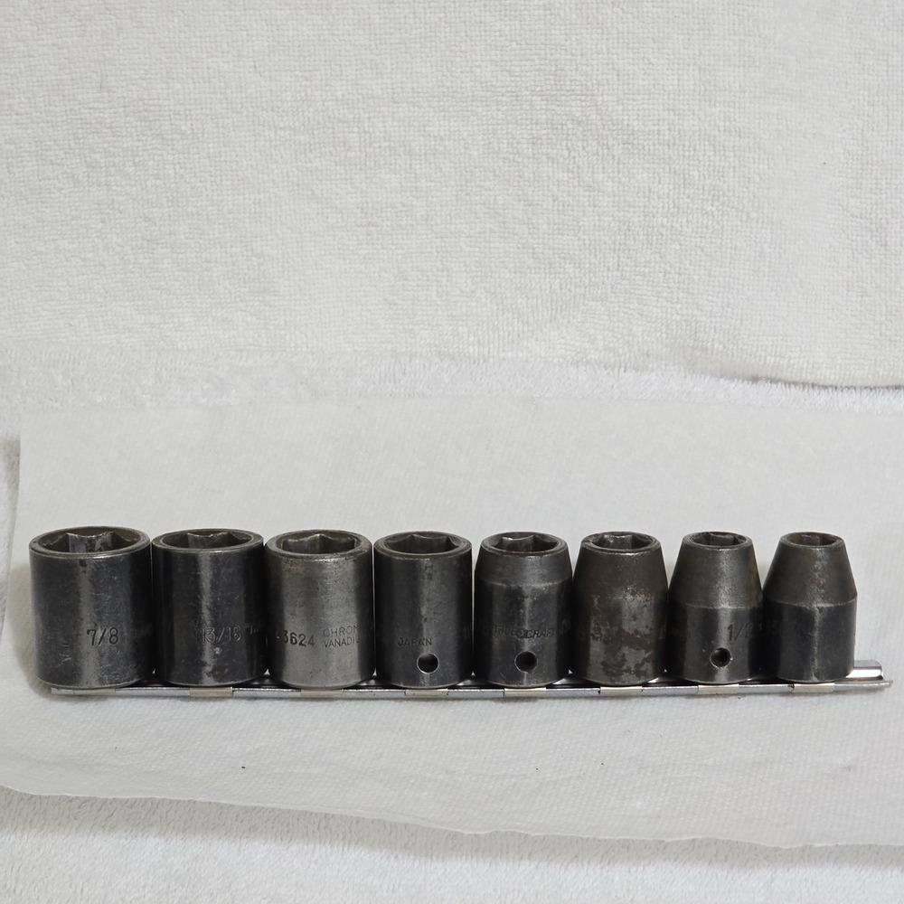 VTG 70s TrueCraft Japan Socket Set‎ 1/2" Drive Chrome Vanadium 43614–43628 SAE